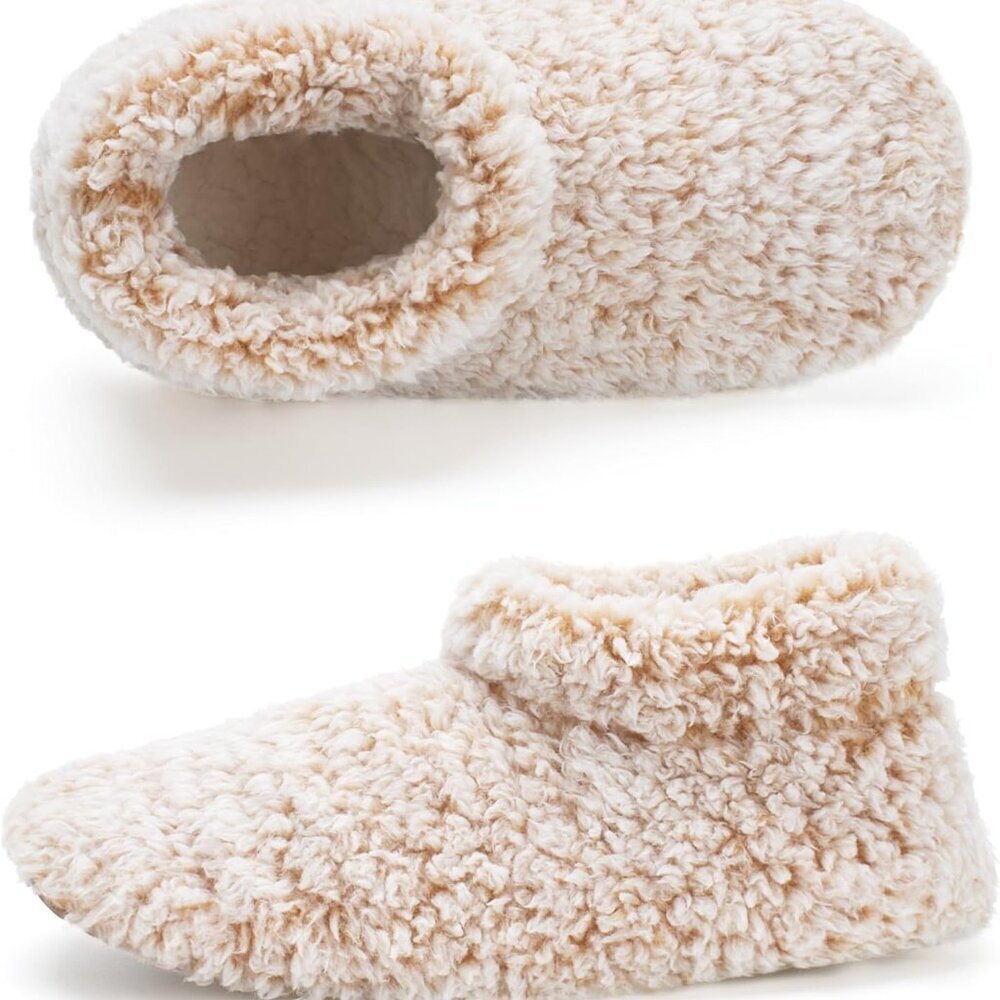 Women Indoor Fuzzy Slippers Warm Cozy House Socks Non-Slip Grippers